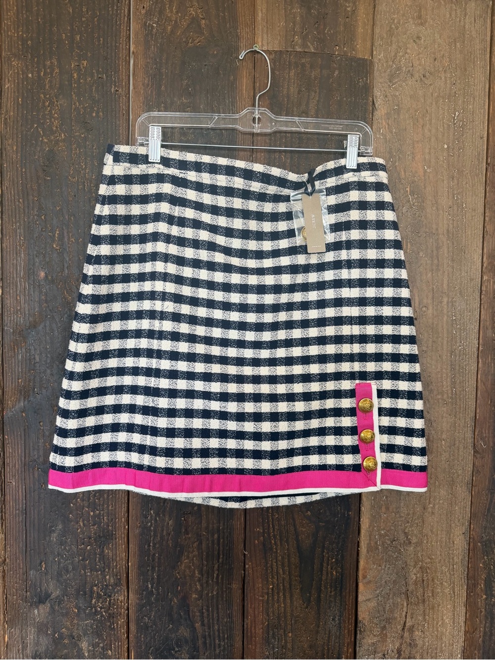 J. Crew Grosgrain-Trim Mini Skirt in Gingham Tweed